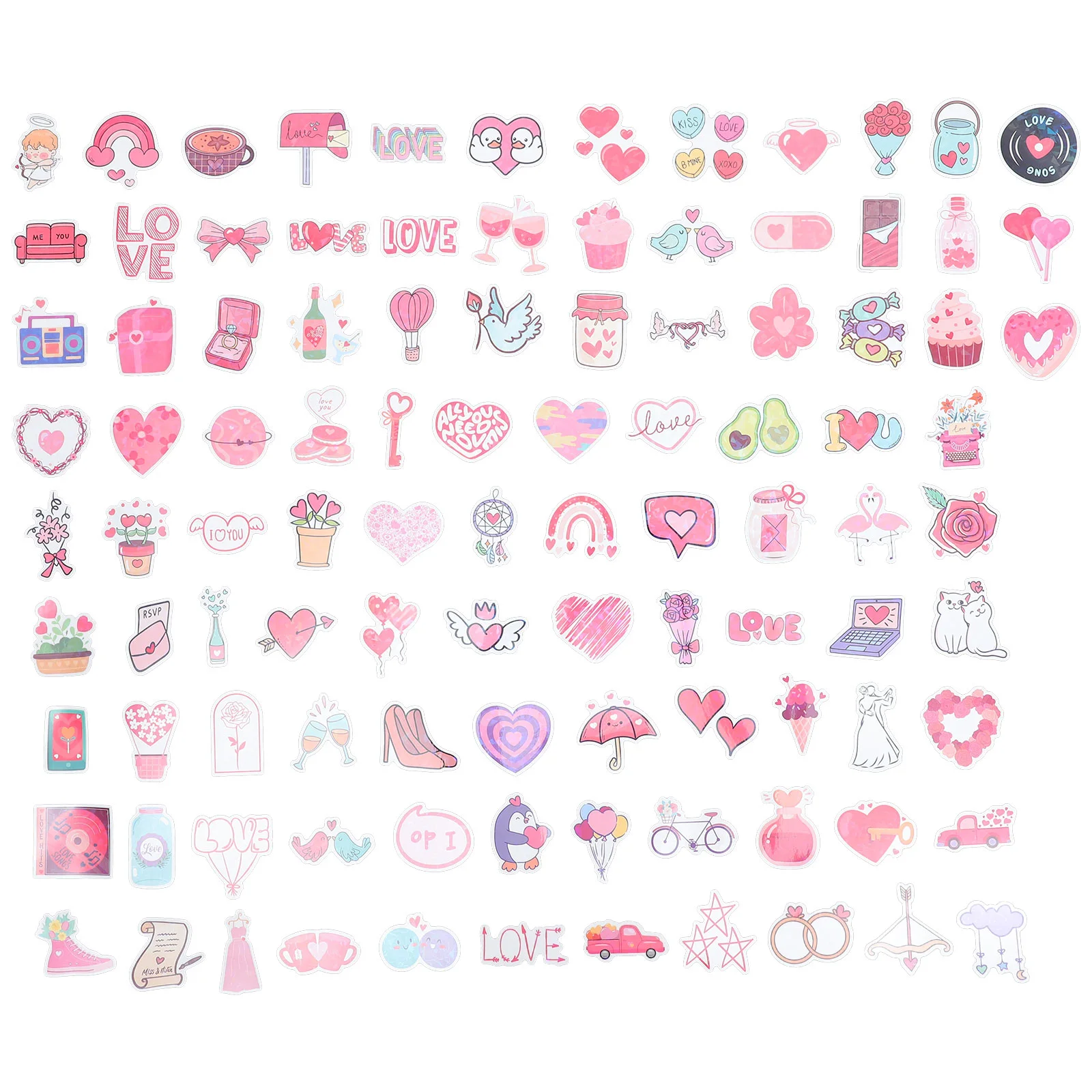 100 Sheets Valentines Day Stickers Office Vinyl Decals Scrapbook Phone Case