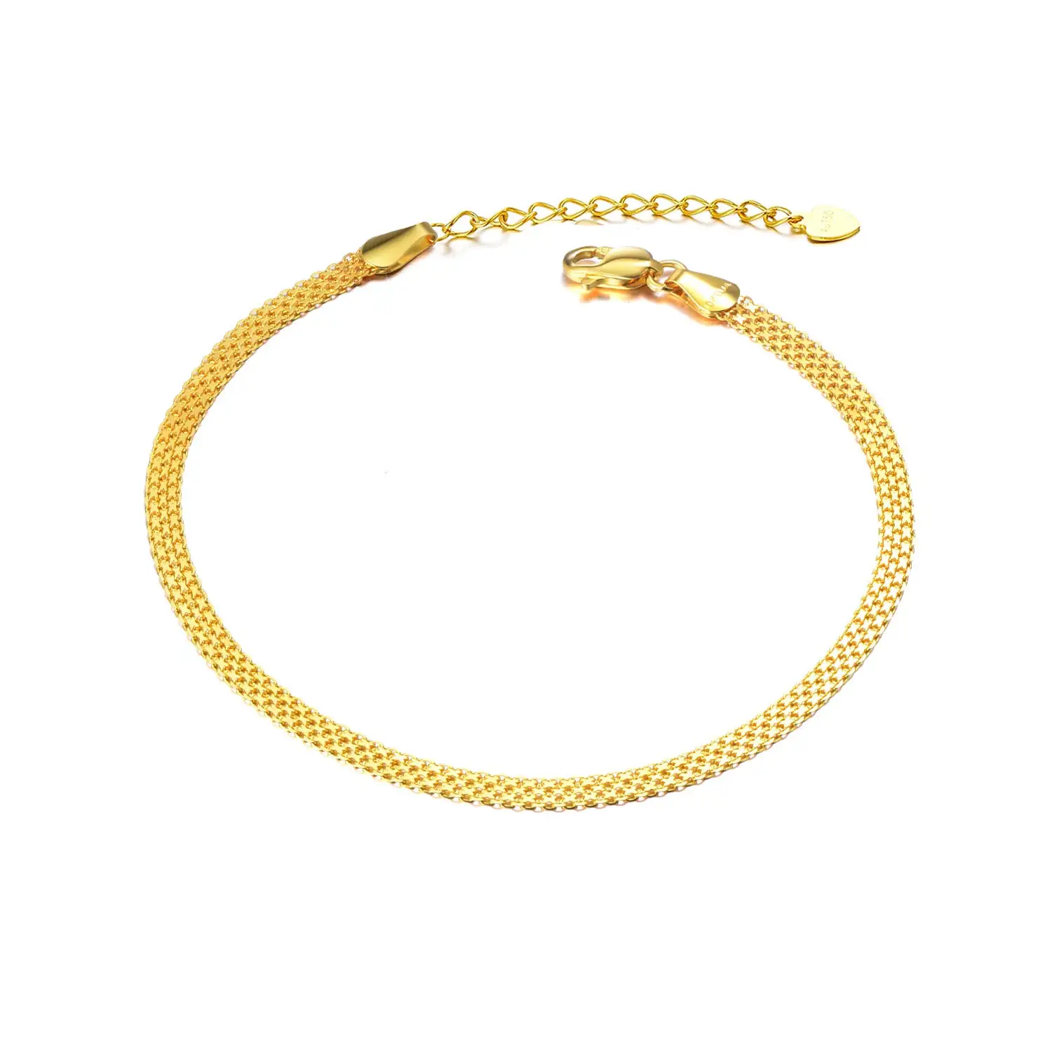 YFN Solid 18k Gold Anklets for Women Gold Mesh-Link Chain Jewelry Ankle Bracelets Gifts for Wife Mother Girlfriend