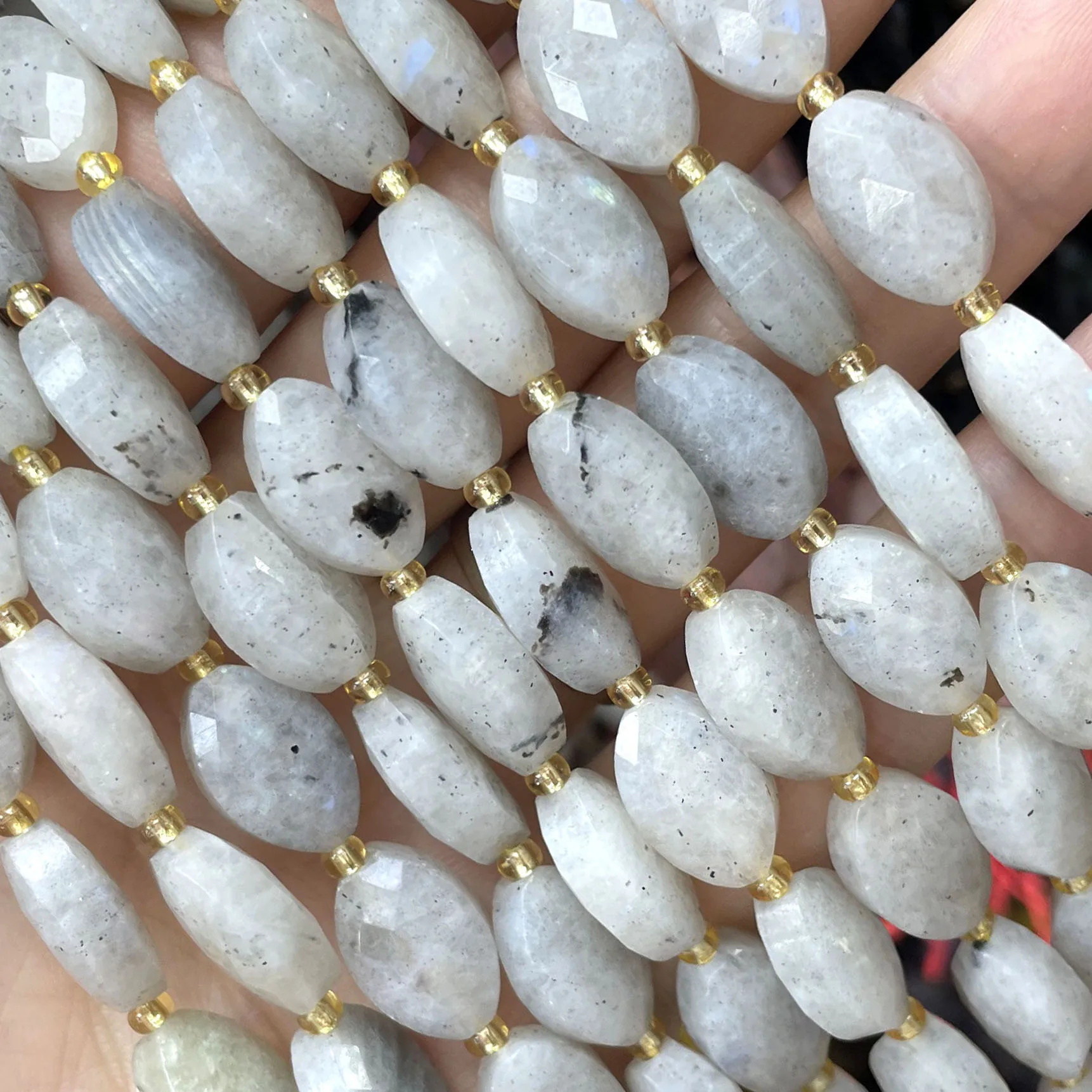 Naturstein Facettierte Ovale Form Dalmatiner-Jaspis Zwischenperlen DIY für Schmuckherstellung Armband Halskette Zubehör 9X14MM – Detail 13