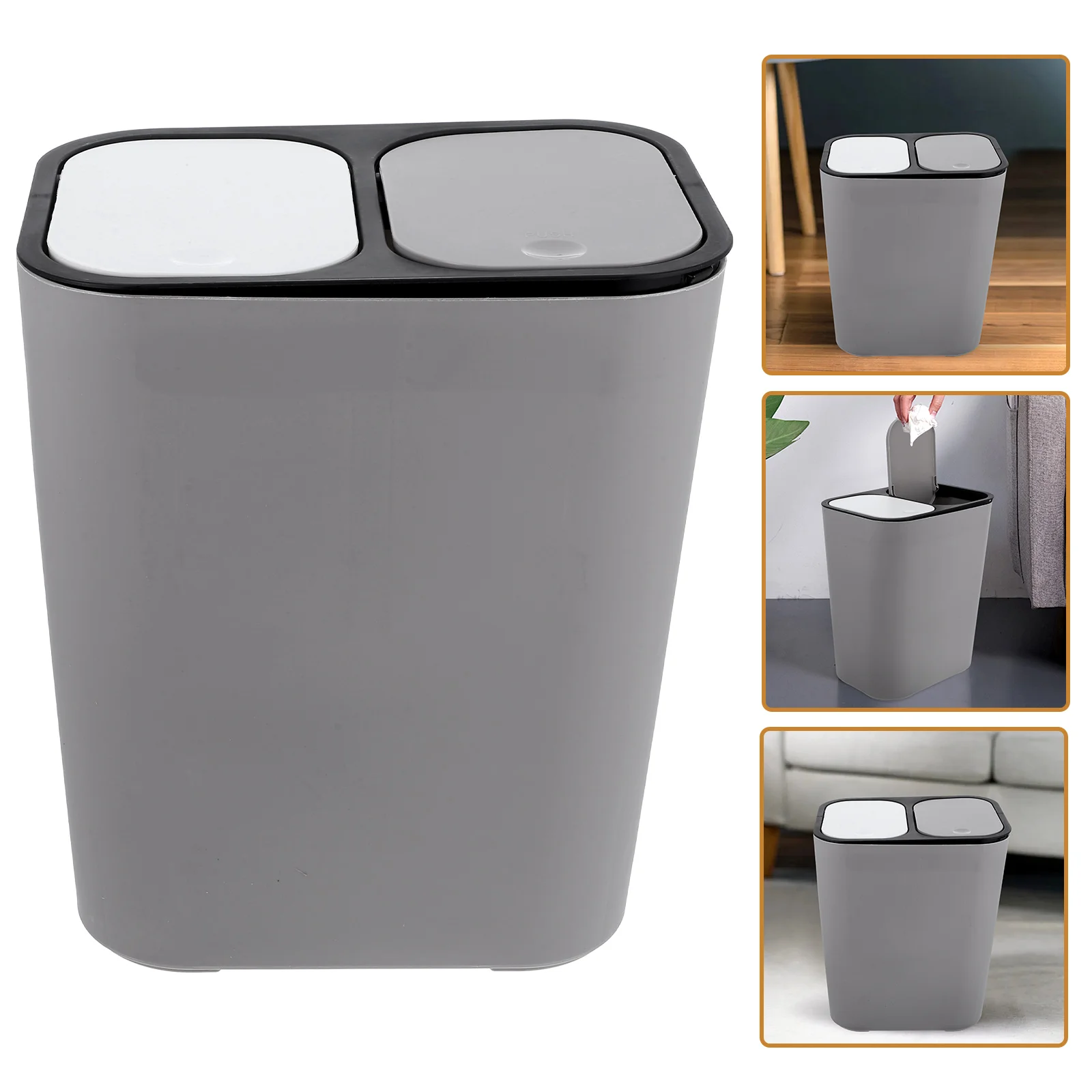 

Garbage Can Bins Trash Barrel Trashcan Food Dual Kitchen Recycling and Waste Abs Office 2 Compartments