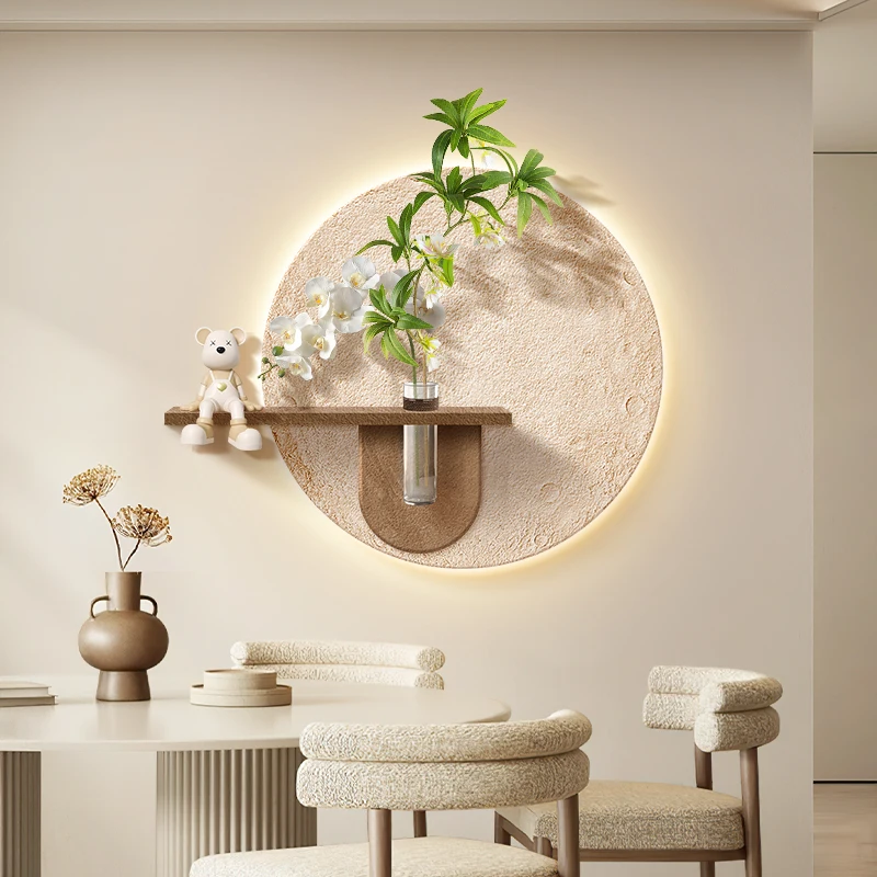 #Advanced Moon Restaurant Decoration Painting Green Plants Sofa Background Wall Hanging Painting