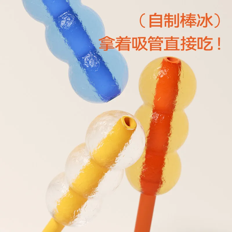 CHaKOLAB HeXuTanghulu Ice Pop Mold with Straw BPA-Free Silicone Popsicle Maker Homemade Ice Cream Molds for Freezer DIY Frozen