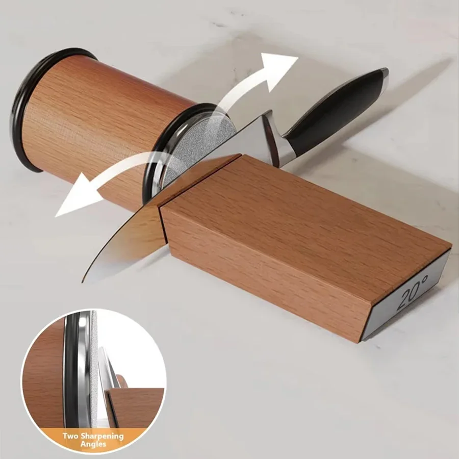 Rolling Knife Sharpener Kit For Straight Edge Roller Knife Sharpening With 15 & 20° Degree Magnetic Angle for Knives Whetstone