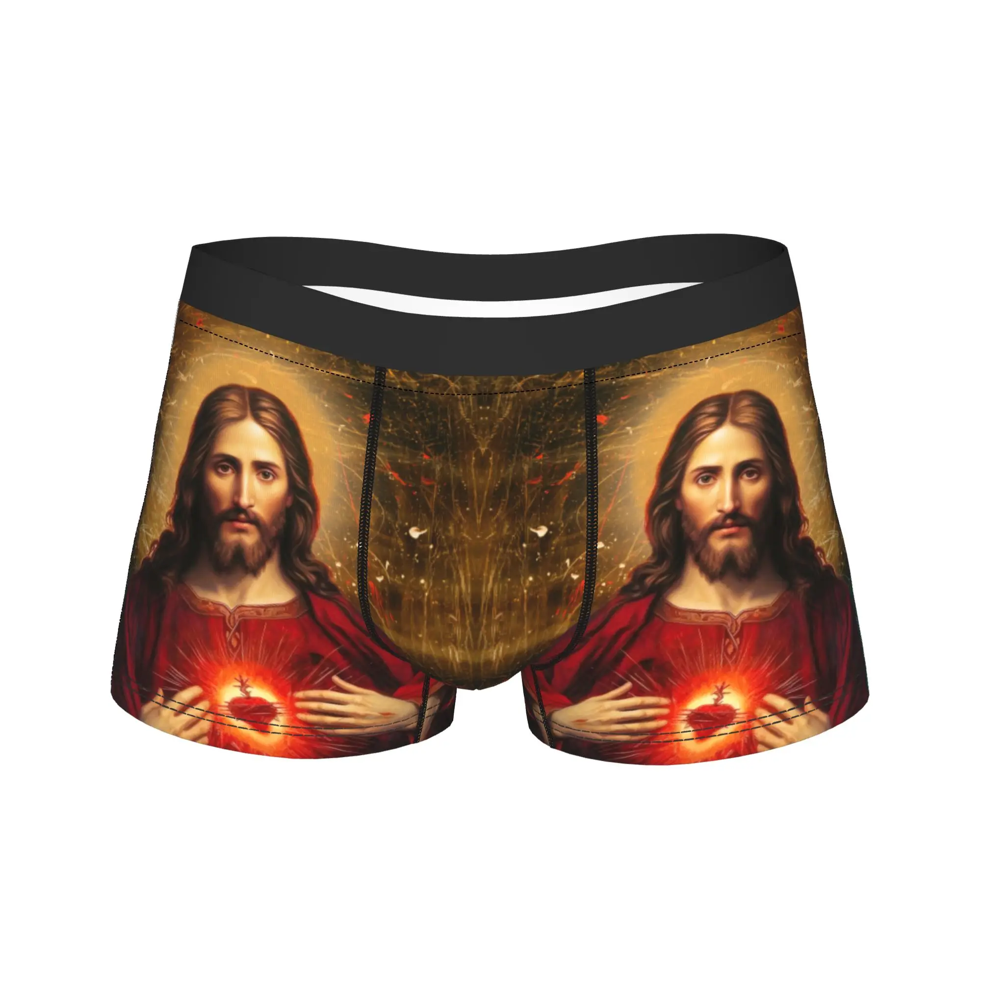 Catholic Sacred Heart Of Jesus Christ Men Boxers Soft Underwear Religious Christian Saint Breathable Panites