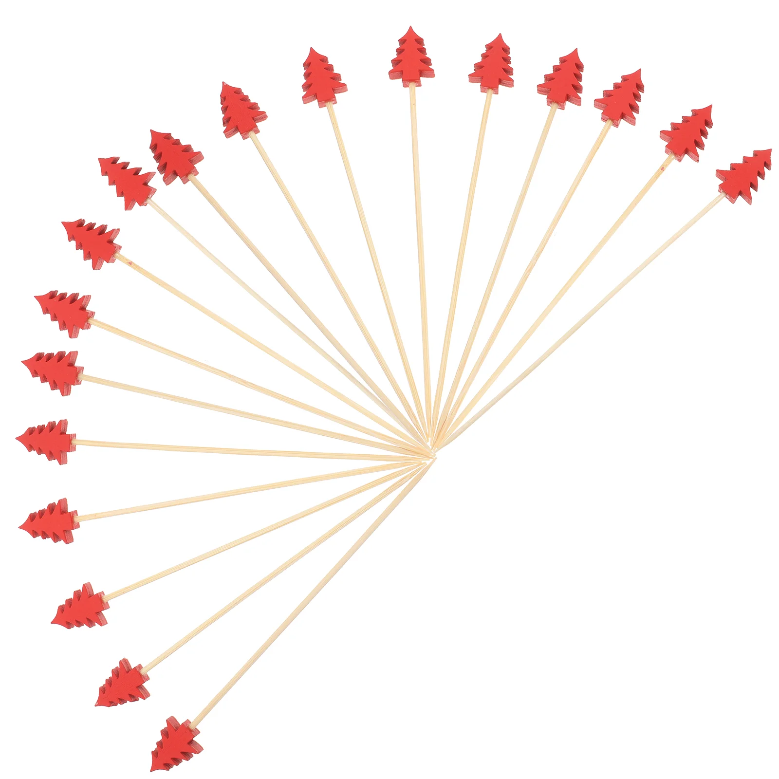 200 Uds. Adorno para cócteles, palillos para Bar, palillos de dientes, brochetas de albóndigas de madera para fruta, árbol de Navidad de bambú, forma roja