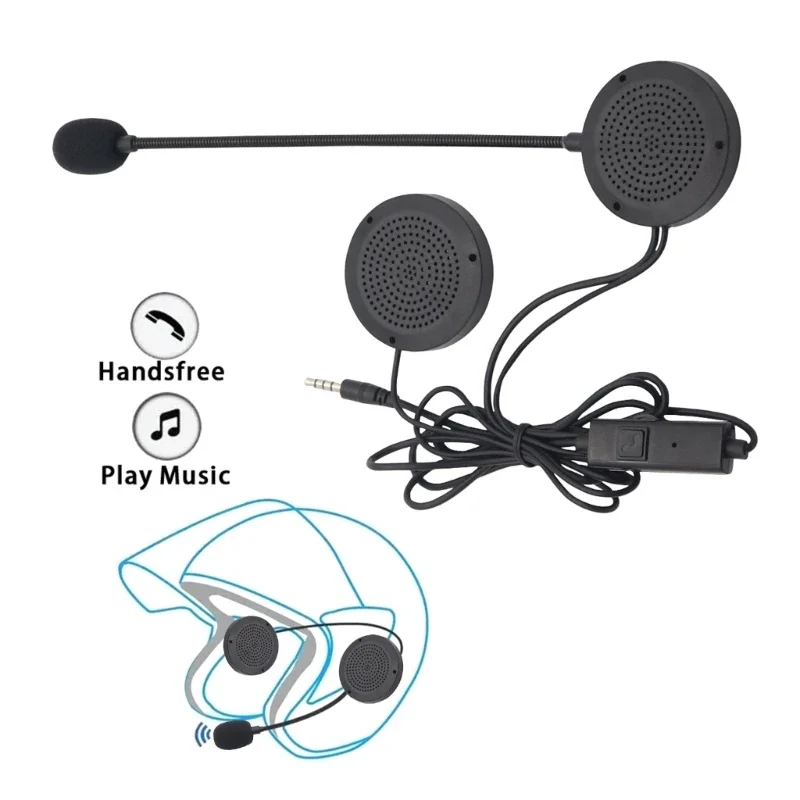 Helmets Speakers with Boom & Button Microphone Headset with Microphone Helmet Earphones with Switchs for Motorcyclists