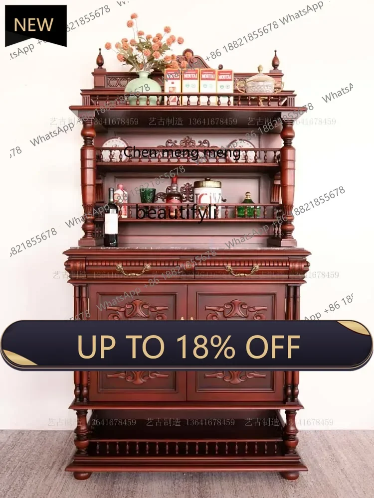 

P178 French Style Antique Solid Wood Vintage Bookcase American Aisle Living Room Display Wine Cabinet Cabinet