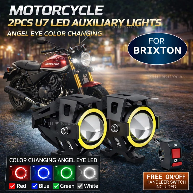 Waterproof Motorcycle LED Headlight 3000LMW U7 Motorbike LED Driving Fog Spot Light with Switch For Brixton Cromwell 125 250