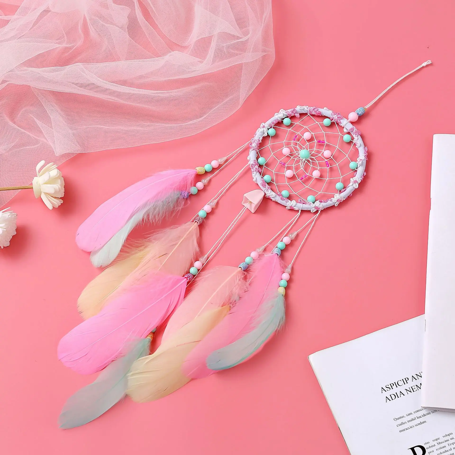 Color Dream Catcher Handmade Feather Pendant Home Decor Creative Gift Car Hanging Wind Chimes Dreamcatcher Decoration