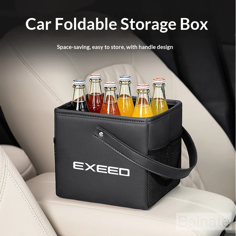 Car Trash Car Trunk Leather Folding Interior Storage Bag, For EXEED EX LX VX TXL RX EXEED ET TX 2025 Car garbage bag Accessories