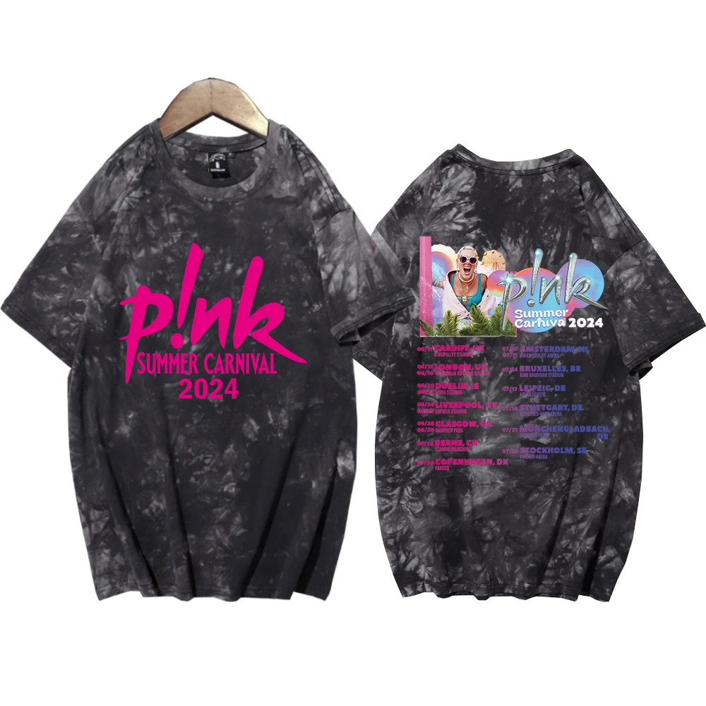 Pink Singer Summer Carnival 2024 Tie Dye T-Shirt Steetswear Man Woman T-Shirt Fans Tops Gift Harajuku