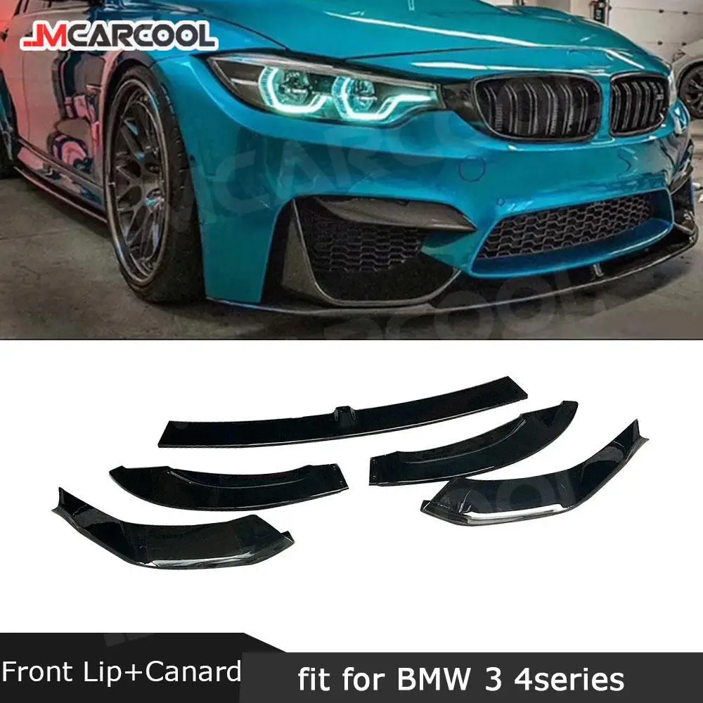 

ABS Front Bumper Lip with Splitters Body Kit for BMW 3 Series F80 M3 4 Series F82 F83 M4 2014-2018 Front Lip Splitters Car Style