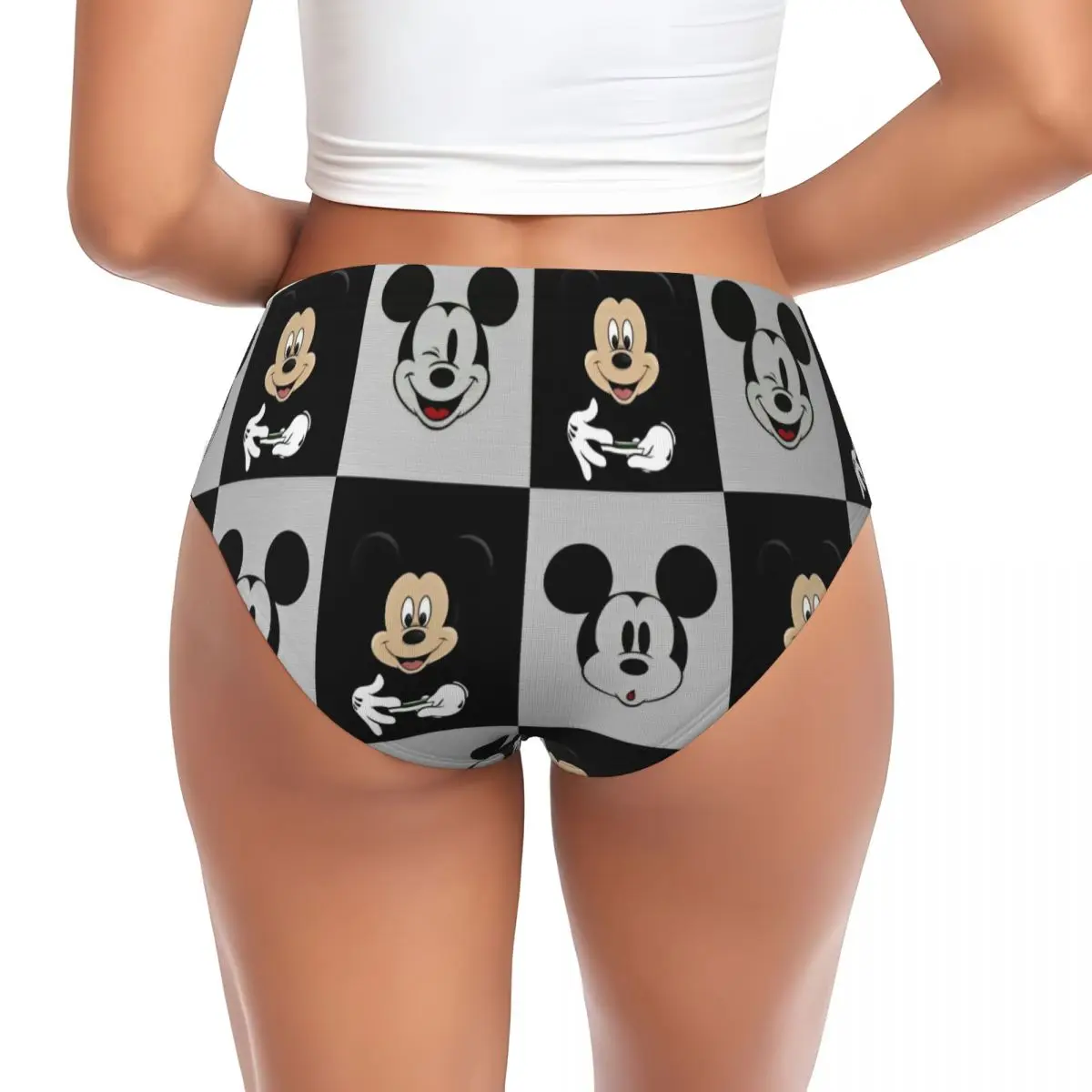 Women's Disney Mickey Mouse Head Briefs High Waisted Seamless Underwear Invisible Full Coverage Briefs Panties