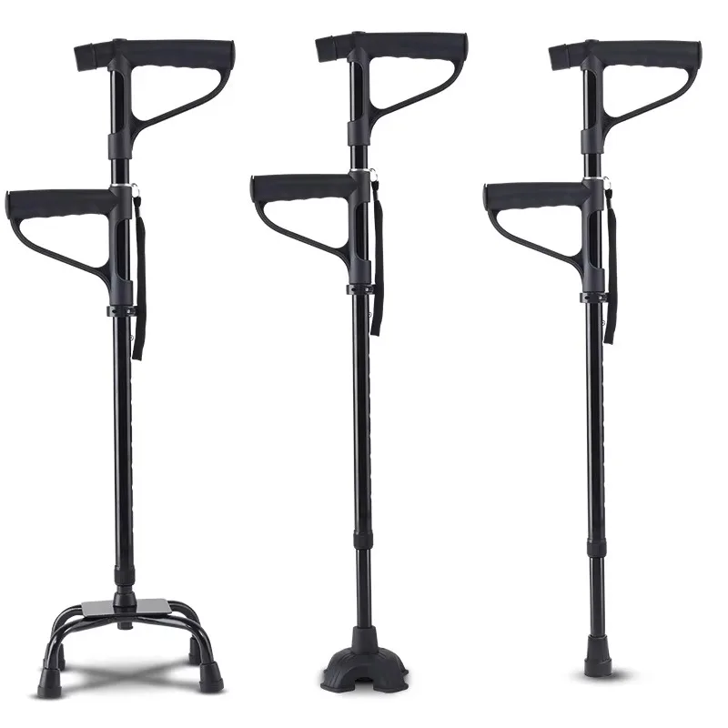 

Two Handle Design Foldable Aluminum Crutches Adjustable Disabled Crutches Non-slip Walking Sticks