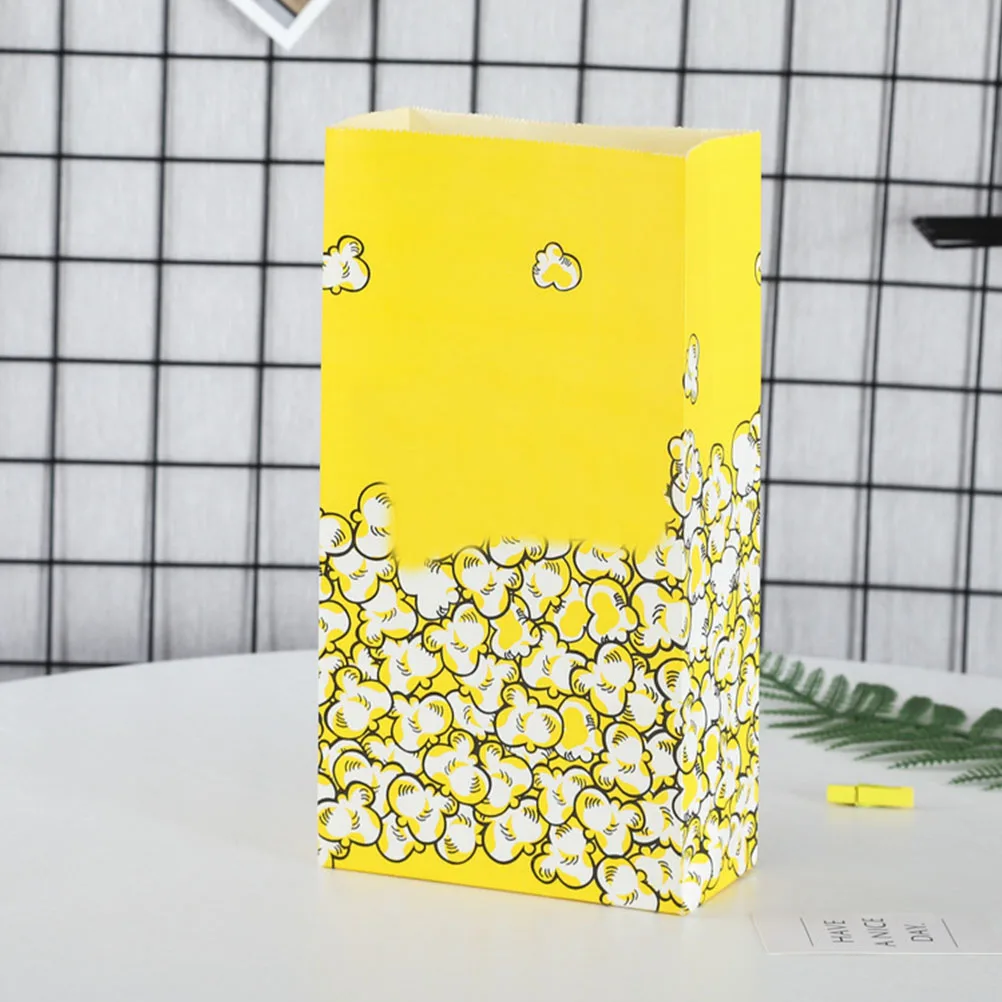 

50Pcs Popcorn Paper Bag Creative Yellow Oil-Proof Food Container Party Movie Nights Events Popcorn Holder Disposable Tableware