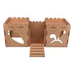 Wooden Rabbit Castle Hideout House Small Animal House Bed Hideaway Hamster House Nest for Guinea Pig Rat Ferret Bunny Resting