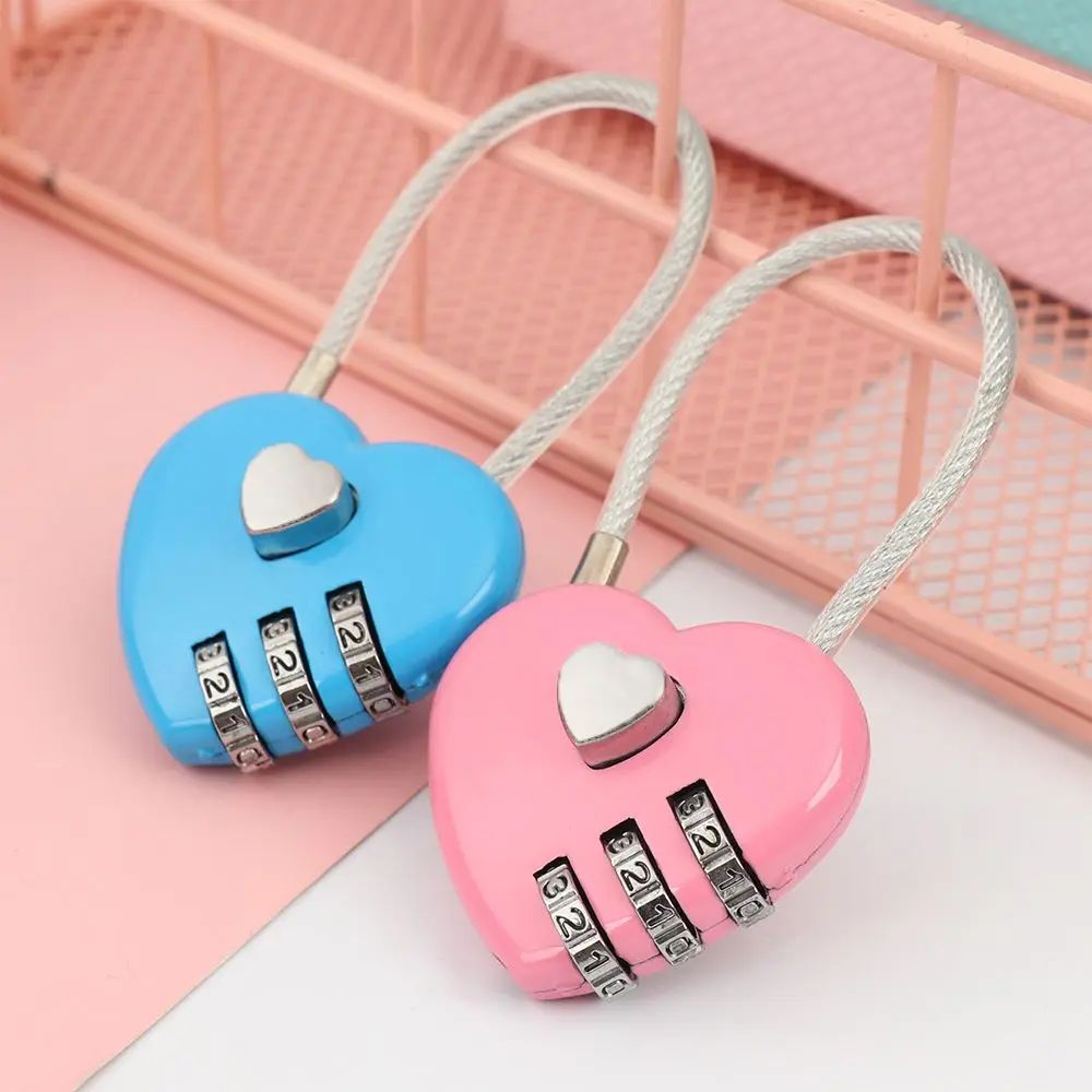 1Pc 3 Digit Password Padlock Creative Heart Shaped Code Lock Zinc Alloy Travel Suitcase Luggage Combination Lock Hardware