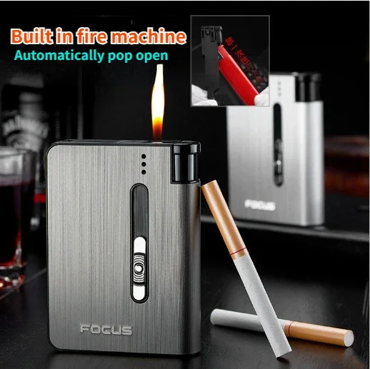 10 pack automatic cigarette box Moisture resistant Stress resistant Tobacco box Integrated lighter Cigarette accessories