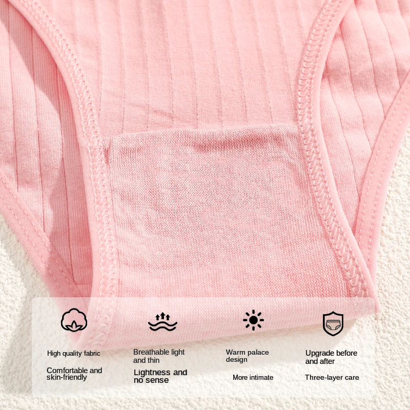 Fashion 5PCS Cotton Ribbed Striped Panties For Women Simple Solid Color Low Waist Soft Cozy Briefs Female High Quality Lingerie