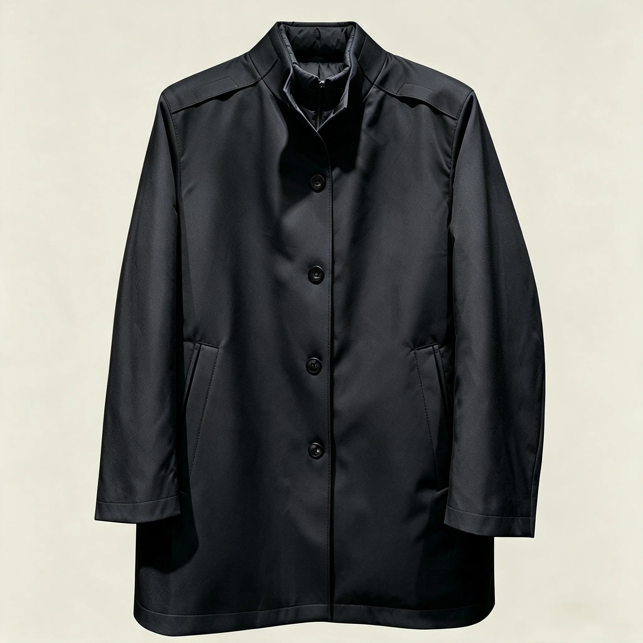 Men's Mid-Length Trench Coat Wool Autumn Winter Solid Color Single-breasted Retro Warm Simple Lightweight Loose Simple Tops