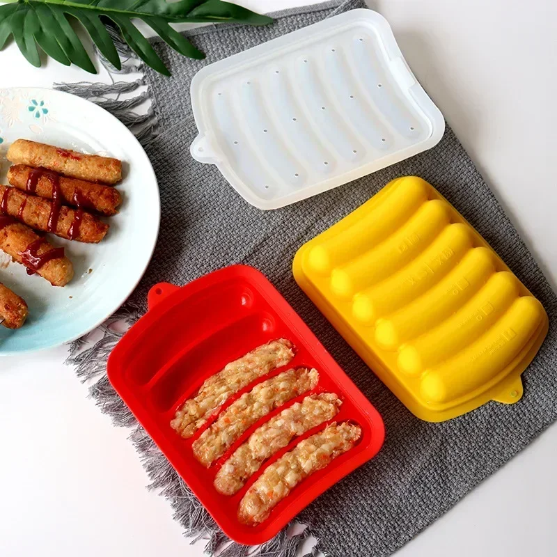 Healthy Bake Silicone Sausage Mould Convenient Exhaust Food Grade Easy To Release Thickened with Lid Baby Supplemen Tools