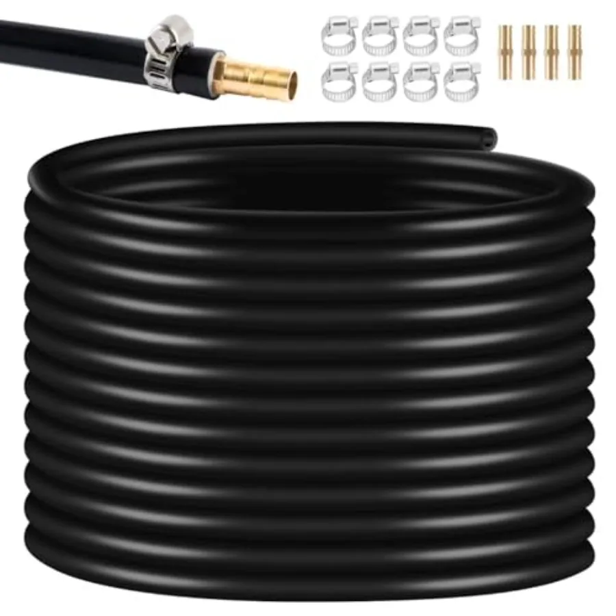 

3/8 inch Self Sinking Aeration Hose 66 Feet Weighted Pond Aerator Tubing with 8 Stainless Steel Hose Clamps and 4 Copper Mender