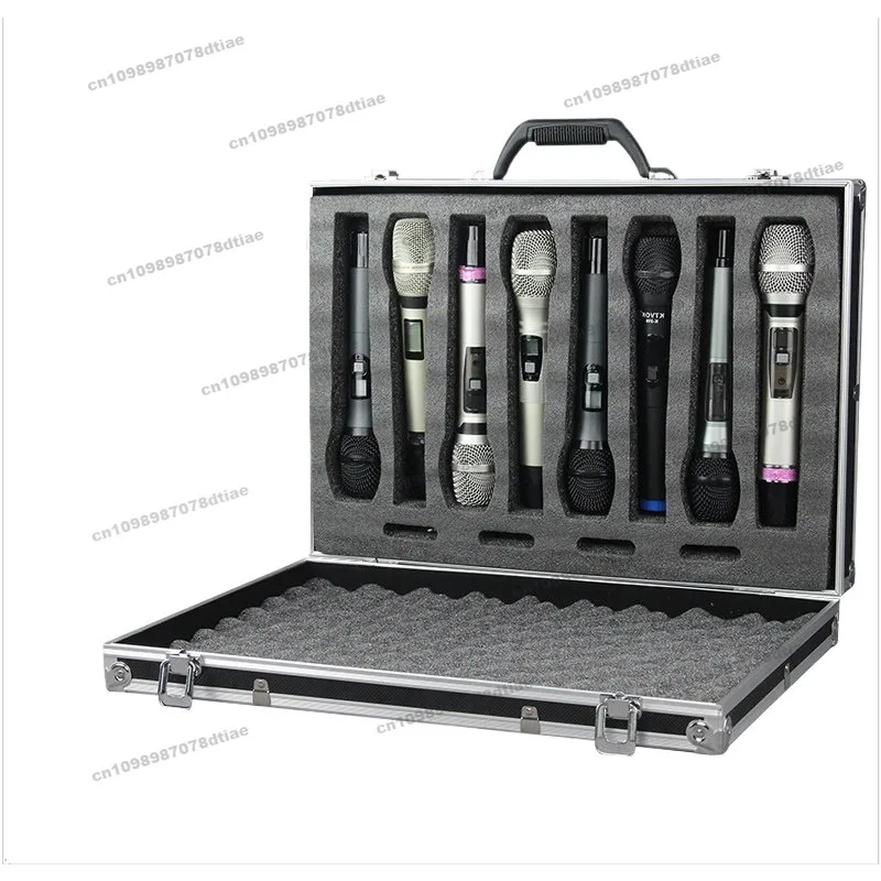For One To Two/four Wireless Handheld Microphone Storage Aluminum Case Suitcase 2 4 8 Microphones Aviation Shock-proof Case