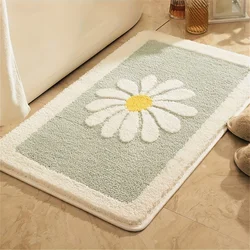 Daisy Flowers Bath Mat Soft Thick Bathroom Kitchen Carpets Set Anti-Slip Doormat Shower Room Toilet Rugs Floor Area Decor Pad