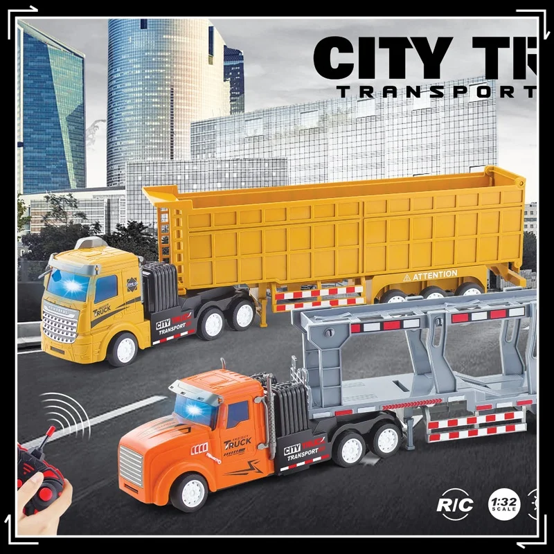 Remote Control Dump Truck Light Container Transport Trailer Engineering Truck Series Diy Assembled Engineering Car Boy Toys Gift