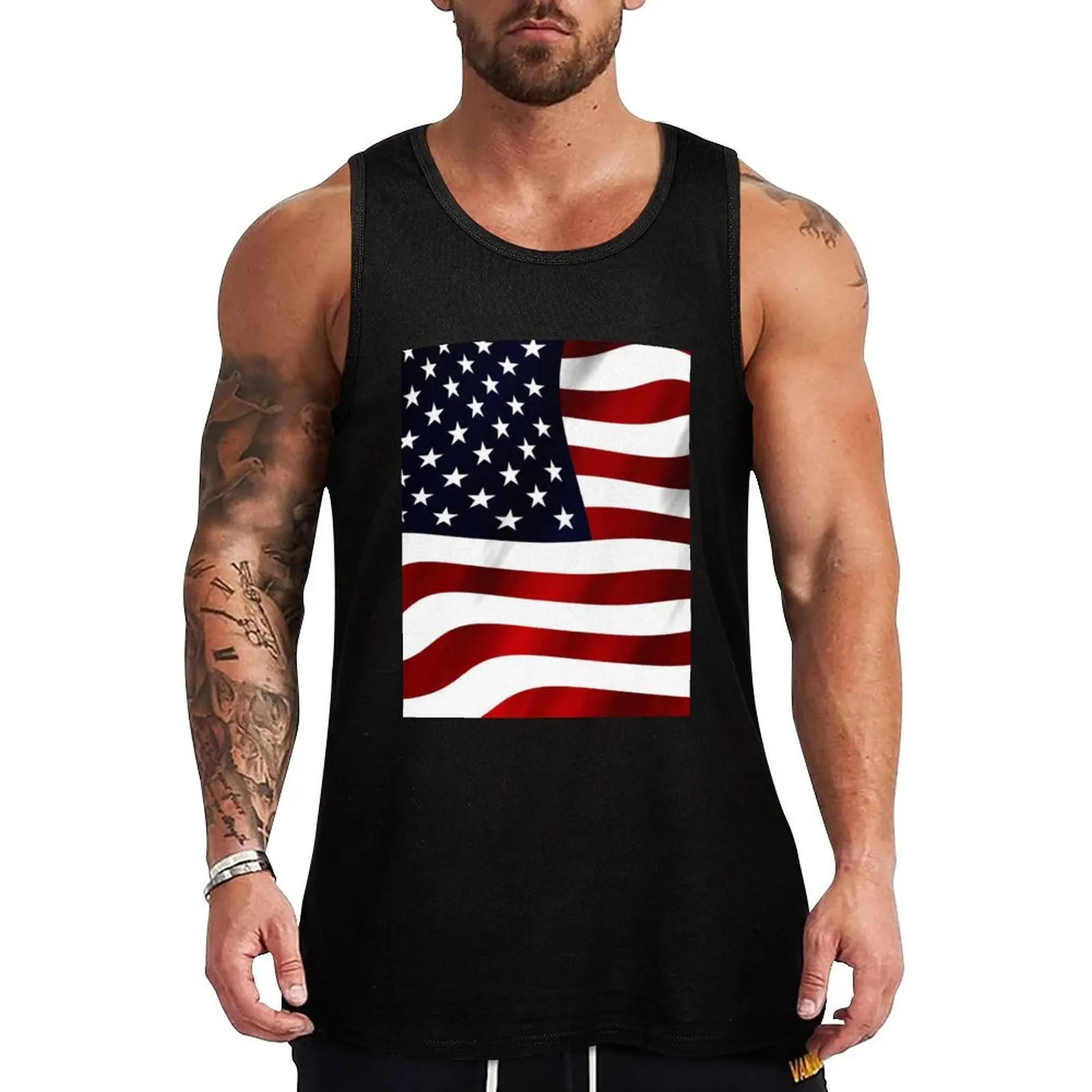 

American Flag USA Tank Top gym clothing men Sleeveless top gym clothes for man