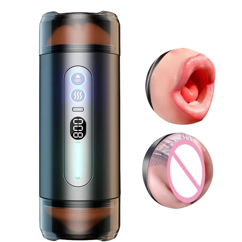Automatischer Doppelkopf-Vibrations-Stimulator mit Sprachfunktion, realistischer Kanal, vibrierende tiefe Vagina, Taschenmuschi, Sexspielzeug für Erwachsene 18+