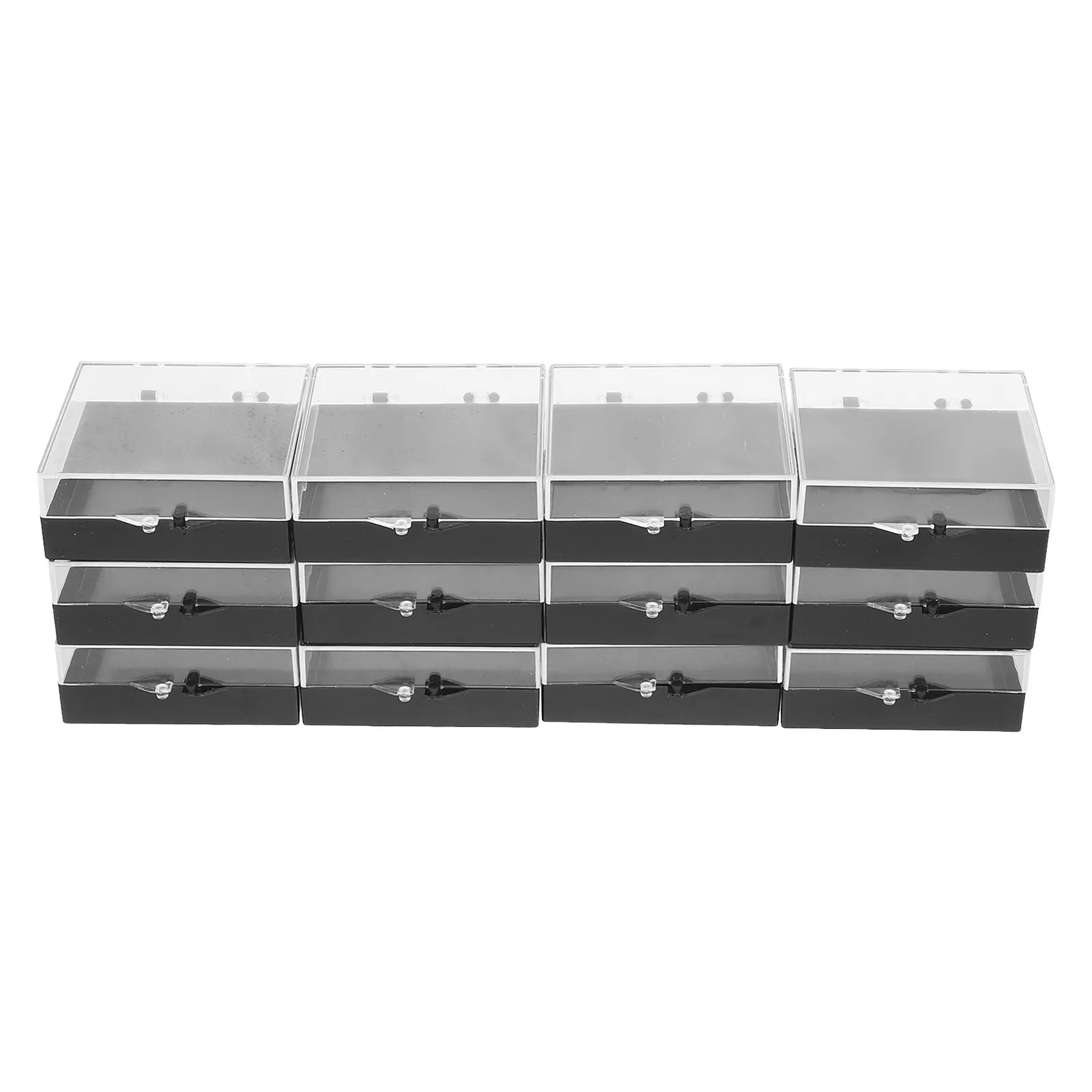 12Pcs Transparent Badge Display Box Jewelry Storage Organizer for Pins Brooches Earrings Rings Desktop Display Case Trinket Box