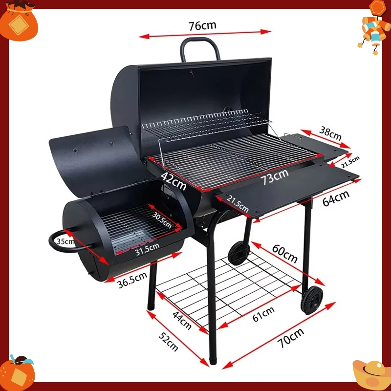 

American Style Outdoor Barbecue Grill Courtyard Charcoal Stove, Smoked Grill, Double Bucket Charcoal Barbecue Grill