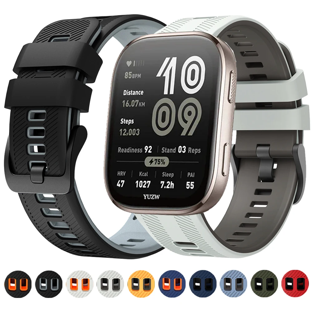 Bracelet de montre en Silicone de 22mm, pour Amazfit Bip6 5 UNITY/Cheetah Pro Band GTR 4 2 2E GTR3 Pro 47mm/BALANCE 2/Active Max, Bracelet de Sport