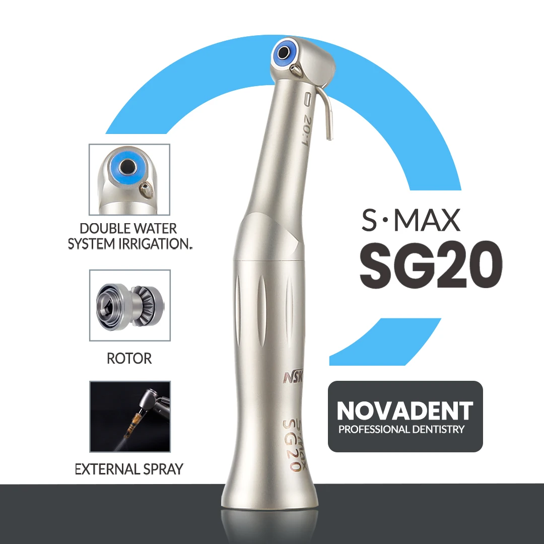 NSK S.Max SG20 contraangulo Dental Low Speed Handpiece 20:1 Reduction Implant Surgery Contra Angle Handpiece Air Turbine