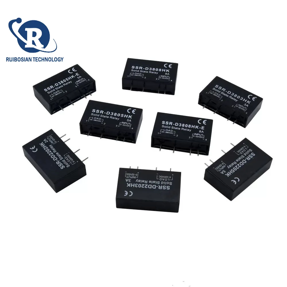 Solid State Relay SSR-D3803HK SSR-D3805HK SSR-D3808HK DC-AC SSR D3803HK/D3805HK/D3808HK 3A 5A 8A Relays PCB Dedicated With Pins