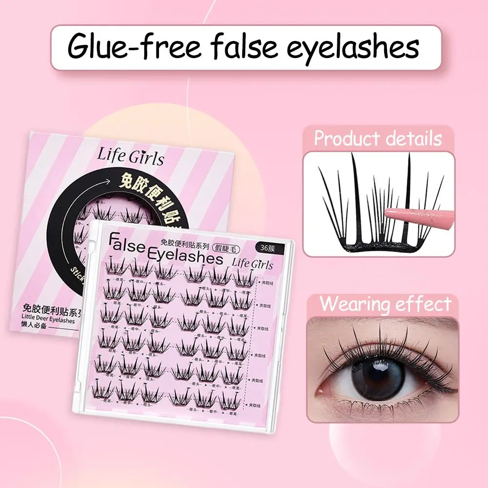 Cílios postiços sem cola, ultra-finos, naturais, segmentados, clusters, faça você mesmo, cílios postiços de vison para meninas, festival de música, maquiagem