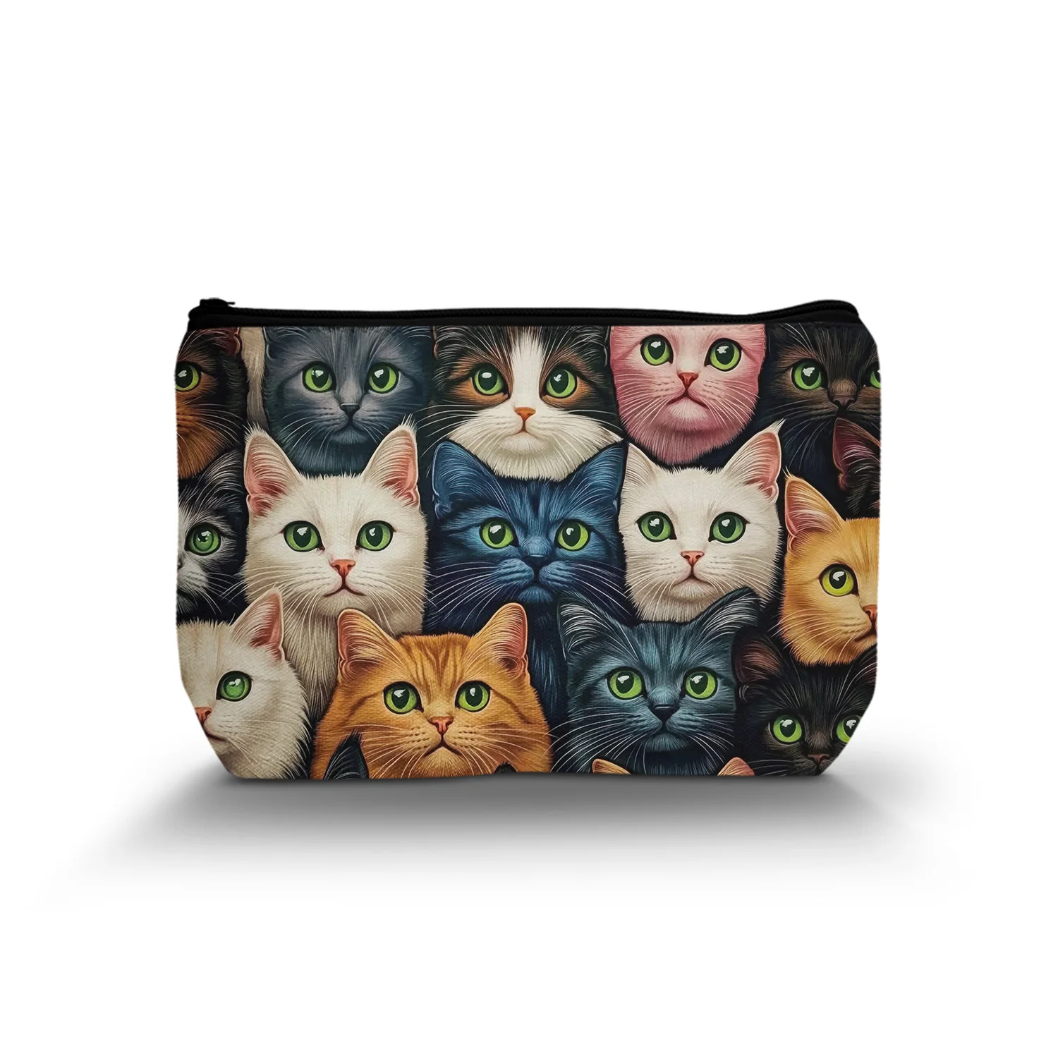 1Pc Vivid Cat Color Cosmetic Bag Durable And Stylish With Zipper Portable Women Cosmetic Bag Suitable For Outdoor Travel Leisure