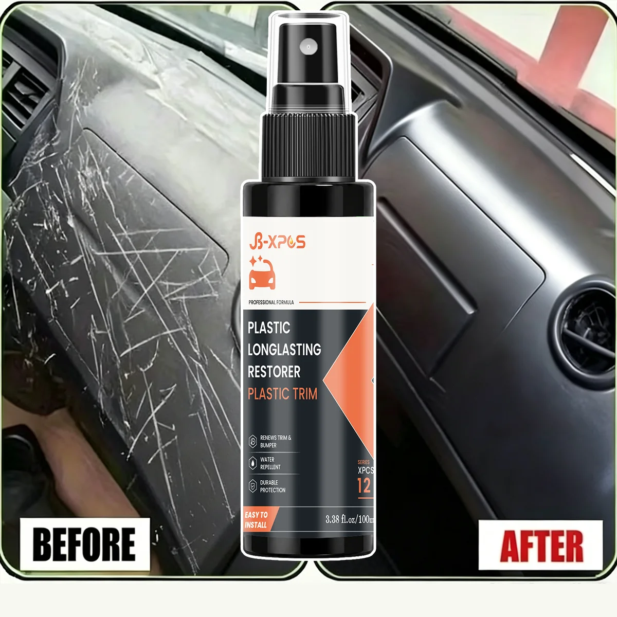 Auto Plastic Restorer, Revive Dull Faded Plastic Surfaces, Dust‑Resistant Shine Treatment For Auto Plastic Trim YT0112