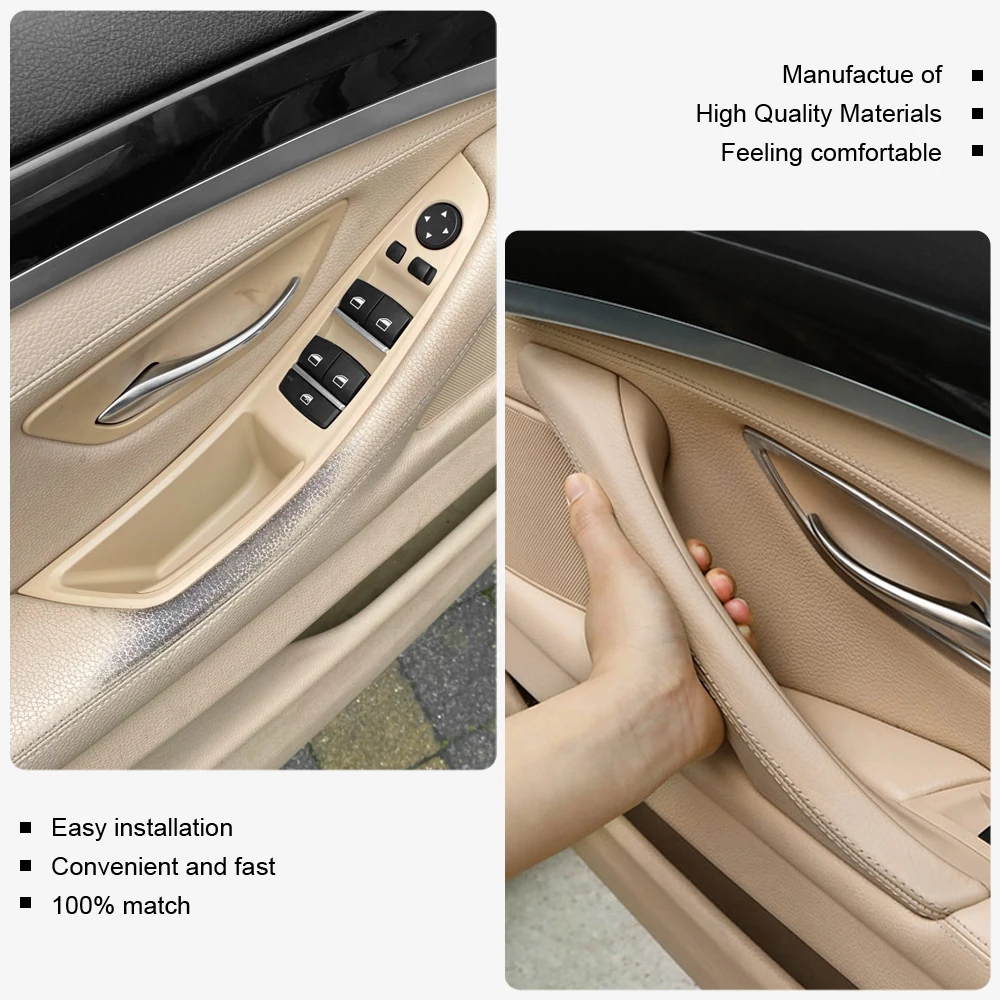 

Новинка для BMW 5-й серии F10 F11, серый, бежевый, черный, салон автомобиля, внутренняя дверная ручка, панель, накладка на левый руль, левый руль