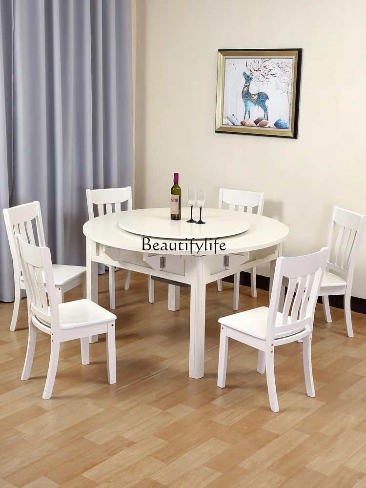 *American simple roller coaster mahjong machine automatic dining table dual-purpose round folding solid wood