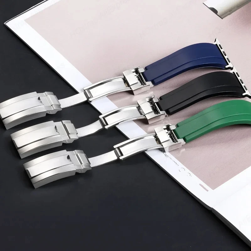 المطاط حزام ل سوار ساعة يد آبل 44 مللي متر 40 مللي متر 45 مللي متر 41 مللي متر 38 مللي متر 42 مللي متر سوار ل Iwatch سلسلة 7 8 6 SE 5 4 حزام الملحقات