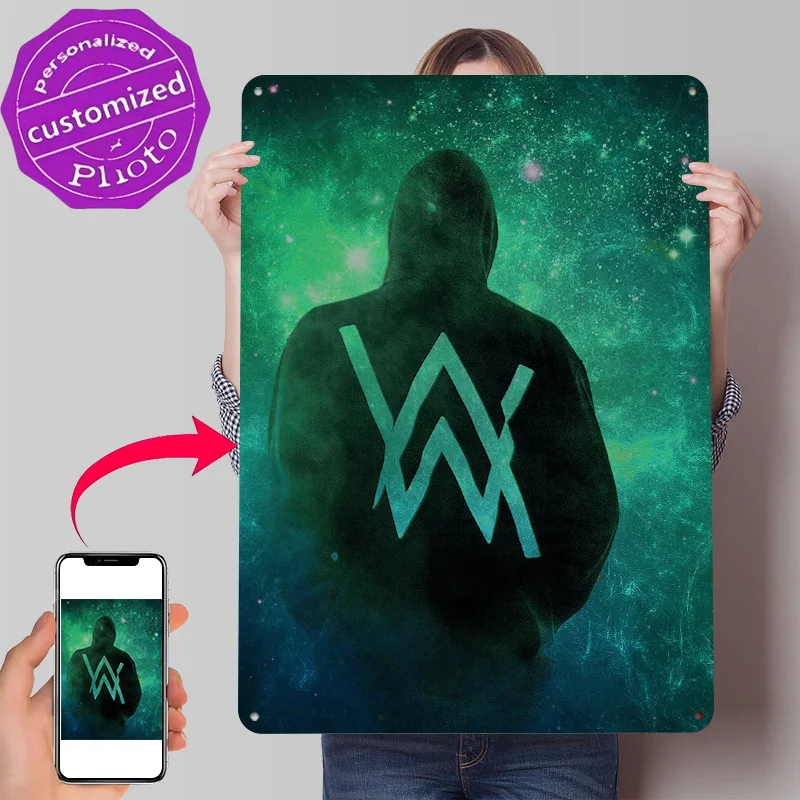 Alan Walker in Space Personalized 3D Textured Metal Poster Wall Art Vintage Tin Signs for Home Decoration Aesthetic Office Decor