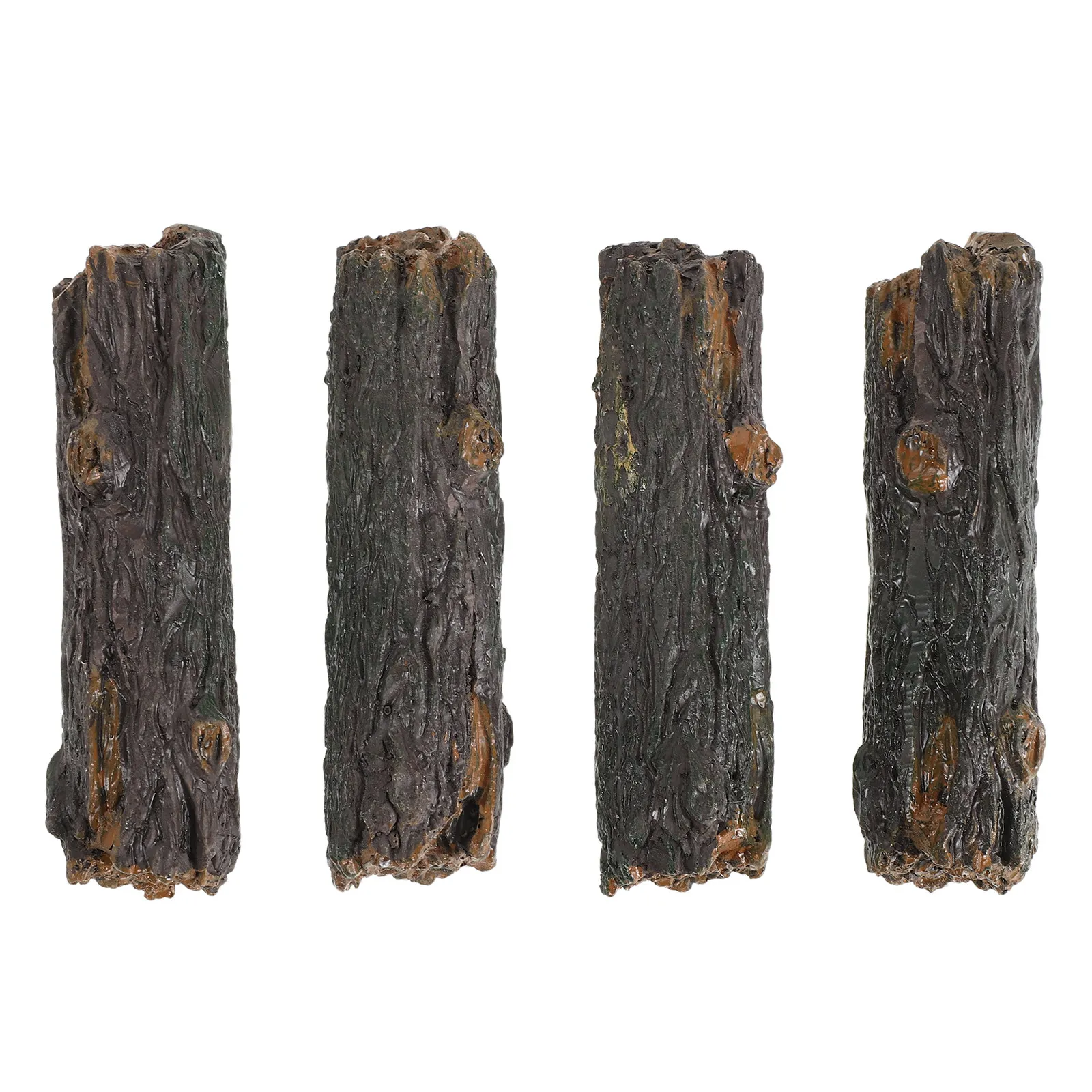 Realistic Resin Tree Stump Decor 4Pcs Artificial Wood Logs for Terrarium Bonsai Miniature Garden Landscape