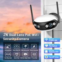 4MP Dual Lens IP Camera POE Outdoor 2K HD WiFi Binocular Surveillance Security Cam CCTV 180° Wide Angle AI Detection Onvif ICsee