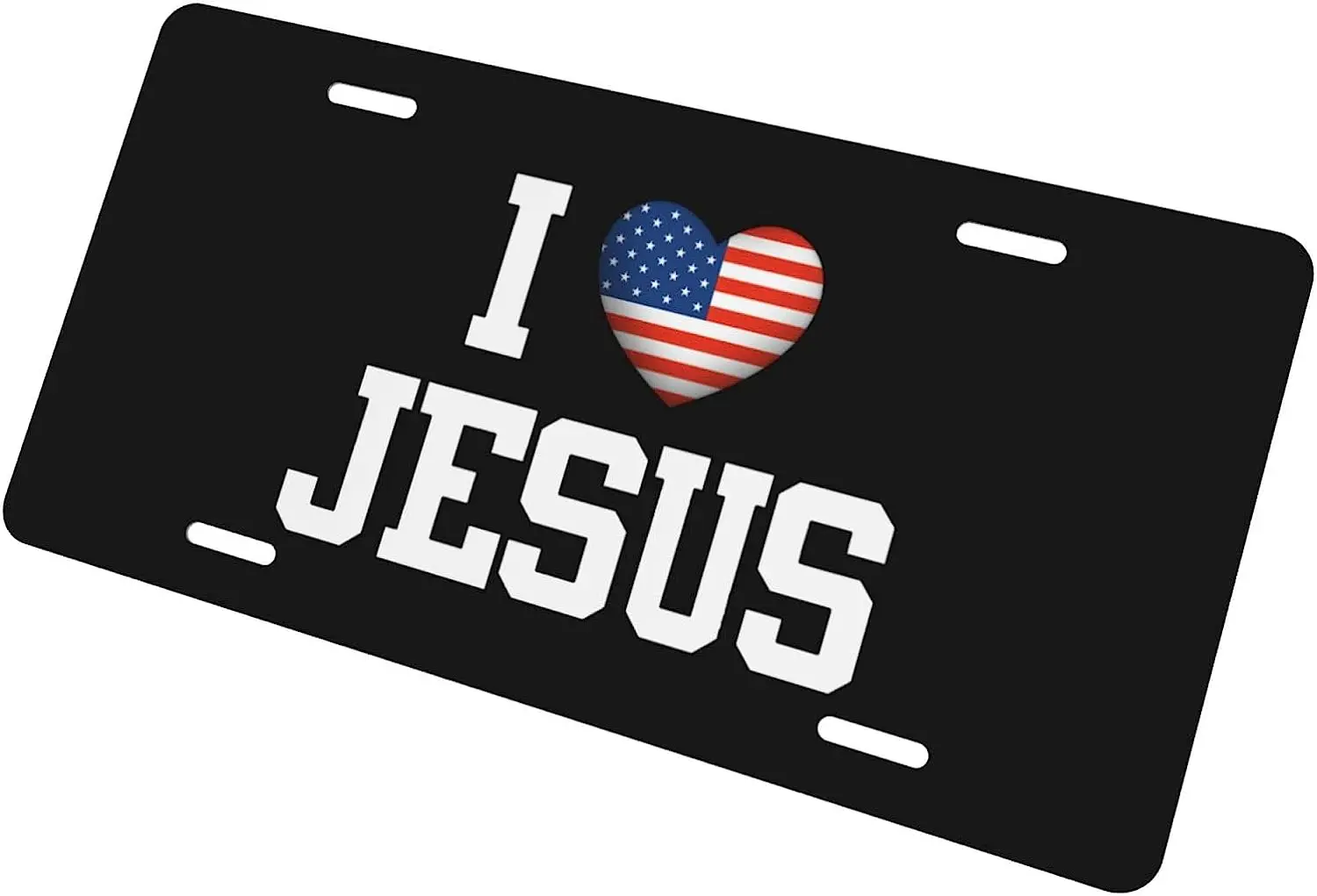 License Plate I Love Jesus License Plate Cover Aluminum Car Front Plate Vanity Tag for Men Women 6X12 Inch Christ Believer