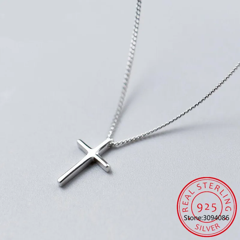 925 Sterling Silver Female Cross Pendants Dropshipping Smooth Cross Pendant Necklace Jewelry For Women Wedding Gift