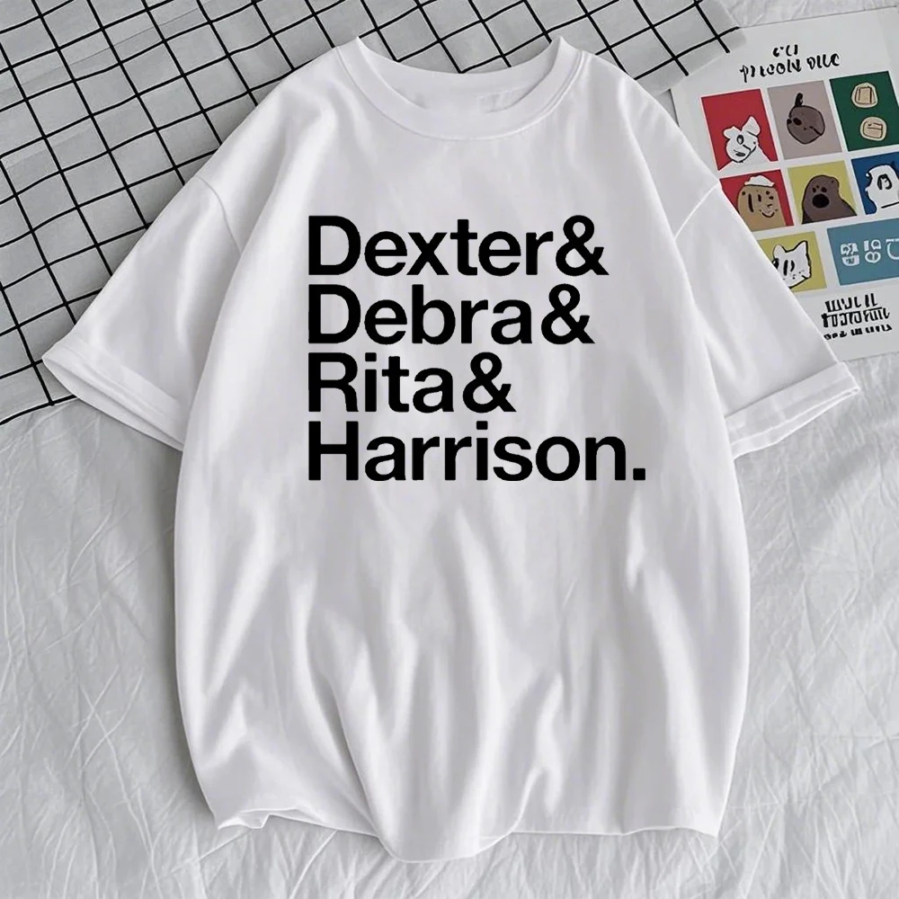 تلفزيون بلاي ديكستر مورغان ريتا بينيت ديبرا مورغان تي شيرت الرجال النساء ملابس قصيرة الأكمام خمر القطن عادية فضفاض تي شيرت