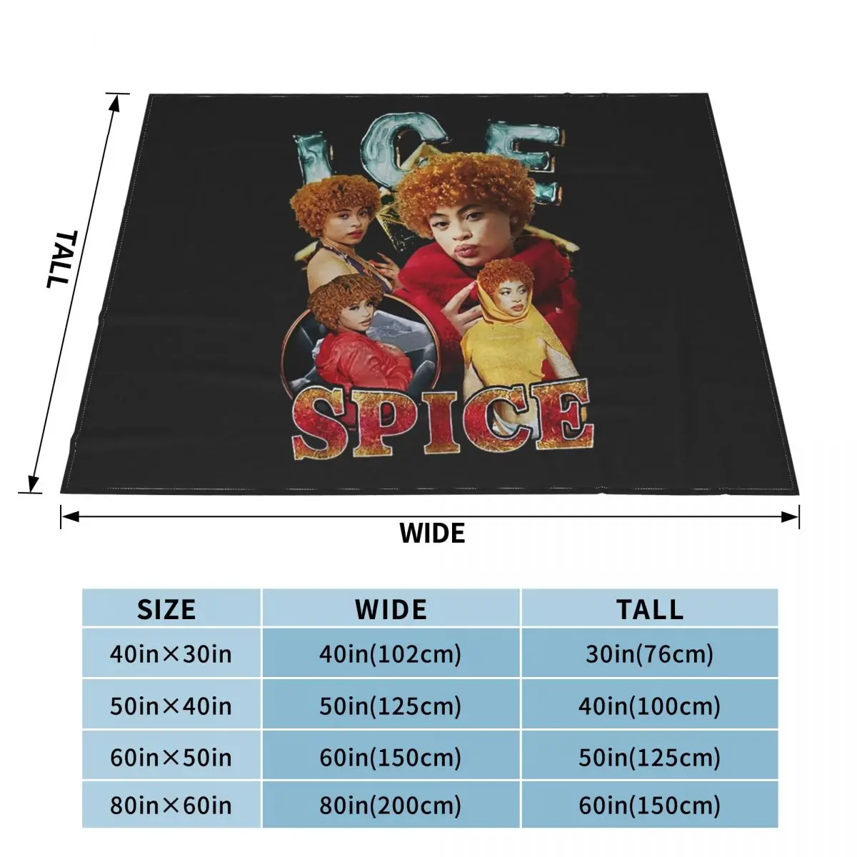Ice Spice Blankets Soft Warm Flannel Throw Blanket Plush for Bed Living room Picnic Travel Home Sofa