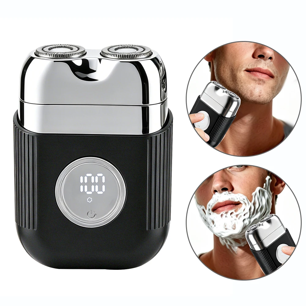 

Electric Shaver for Men with 3 Blades Type-C Rechargeable Digital Display Beard Hair Trimmer Remover Waterproof Portable Razor